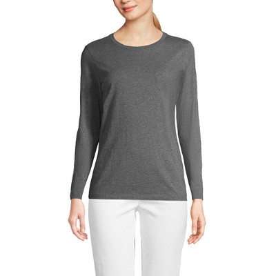 Lands' End Women's Relaxed Supima Cotton Long Sleeve Crew Neck T-Shirt