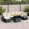 vidaXL Patio Sofa Set with Cushions Outdoor Sofa Sections 8 Piece Poly Rattan - Black and Cream 3x Corner + Table + 3x Middle + Footrest - 2 of 4
