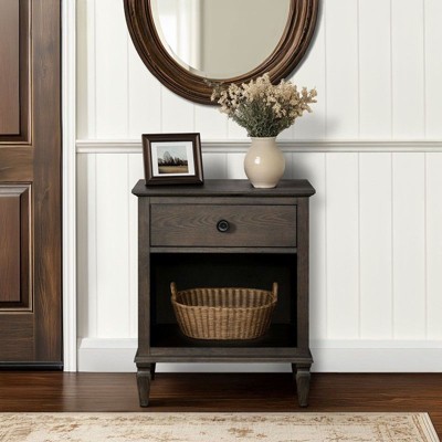 Sapphtopaz Night Stand with Drawer and Storage Space Farmhouse Side Table with Conical Solid Wood Legs, Nightstand for Bedroom, Living Room