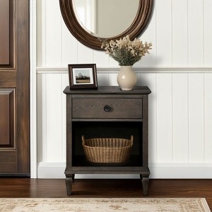 Sapphtopaz Night Stand with Drawer and Storage Space Farmhouse Side Table with Conical Solid Wood Legs, Nightstand for Bedroom, Living Room - 1 of 4