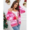 Women Christmas Sweater Cardigans with Reindeer Snowflakes Pattern Button Down Christmas Ugly Sweater Cardigan V Neck Casual Xmas Cardigan - 4 of 4