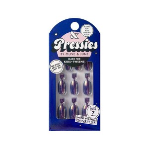 Olive & June Kids' Press-On - S/M - Blue Chrome Magic - 28ct : Target