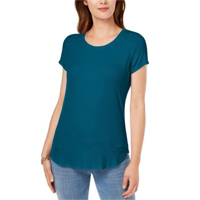 I.N.C International Concepts Womens Bloom Basic T-Shirt, Blue, Medium