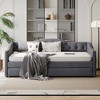 Kumasinova Twin Size Daybed with Trundle and USB Charging Station,Luxury Velvet Upholstered Sturdy Slatted Sofa Bed for Living Room and Bedroom,Gray - 2 of 4