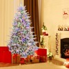 Costway 4.5/6/7 FT Flocked Christmas Tree with 8 Lighting Modes 160/260/350 Multi-Color LED Lights - 2 of 4