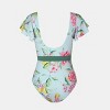 Women's V Neck Ruffle One Piece Swimsuit Tropical Floral Bathing Suit - Cupshe - 2 of 4