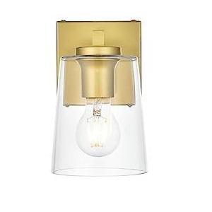 Elegant Lighting Kacey 1 light Brass and Clear Bath Sconce - 1 of 4