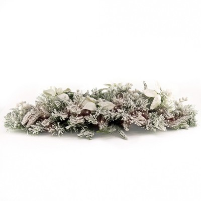 National Tree Company 36" Frosted Colonial Mantle Swag with LED Lights