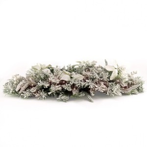 National Tree Company 36" Frosted Colonial Mantle Swag with LED Lights - 1 of 4