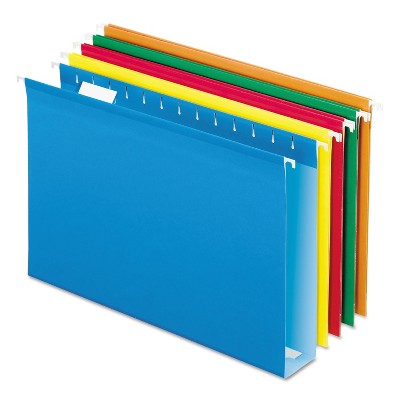 Pendaflex Reinforced 2" Extra Capacity Hanging Folders 1/5 Tab Legal Assorted 25/Box 4153X2ASST