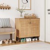 Costway 2-Door Shoe Cabinet with Ventilated Woven Doors & 3 Removable Shelves for Entryway - 2 of 4