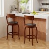 Tangkula 29" Swivel Bar Stools Set of 2 w/ Rubber Wood Frame Upholstered Seat Footrest - 4 of 4