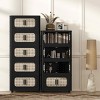 MAYEERTY 20" Side 5 Tiers Plastic Folding Storage Cabinet with Magnetic Door Wheels for Living Room Retro Black - 4 of 4