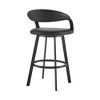 Armen Living 30" Ramona Iron and Faux Leather Swivel Barstool Matte Black - 4 of 4
