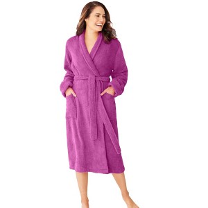 Dreams & Co. Plus Size Short Terry Robe - 1 of 4