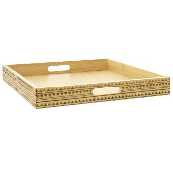 Gibson Home Sadler 15 Inch Wood Serving Tray with Built-in Handles
