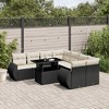 vidaXL 9 Piece Patio Sofa Set with Cushions Black and Cream Poly Rattan - without storage - 2 of 4