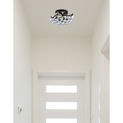 Corona Black and Clear Crystal Flush Mount Light