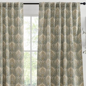 HLC.ME Messina Paisley Damask Back Tab Rod Pocket - Light Reducing Window Curtain Panels, Set of 2 - 1 of 4
