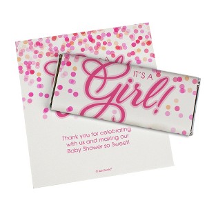 It's a Girl Baby Shower Candy Party Favors Wrapped Hershey's Chocolate Bars by Just Candy (12, 24 or 36 Pack) - 1 of 3