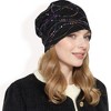 Anna-Kaci Women's Lace Slouchy Beanie with Floral Pattern and Sparkling Rhinestone Details - 3 of 4