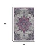 2' X 3' Pink Gray And Blue Area Rug - 3 of 4