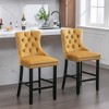 41.30"Contemporary Velvet Upholstered Barstools with Button Tufted Decoration and Wooden Legs, , Set of 2,Beige - 3 of 4