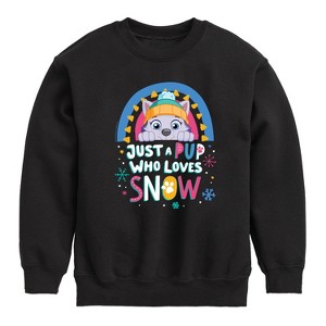 Boys' - Paw Patrol - Just A Pup Who Loves Snow Graphic Long Sleeve Fleece Sweatshirt - 1 of 4