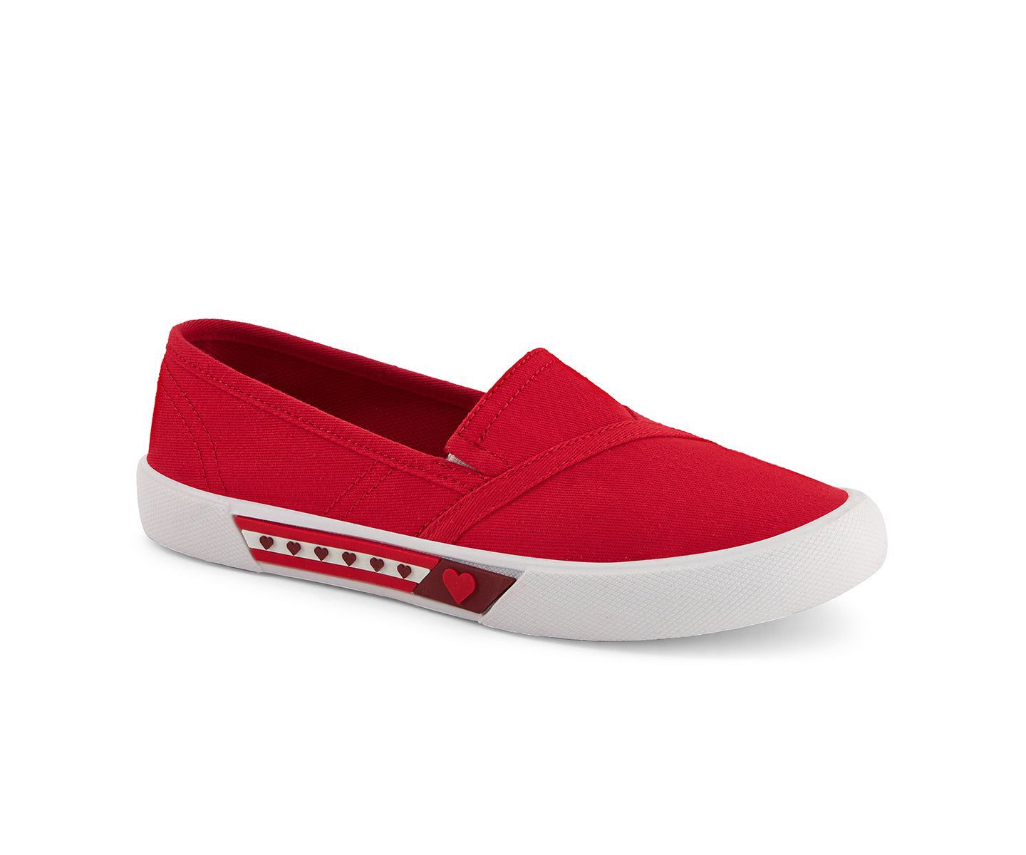 Женские балетки Andrea Canvas Flats For Women, Hearts 76399, Red, цвет: Красный — фото 1