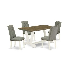 5-Piece Rectangle Distressed Jacobean Finish Solid Wood Top Dining table with 4 Chairs with - 1 of 4