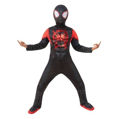 Kids' Marvel Spider-Man Miles Morales Halloween Costume Jumpsuit with Mask - S