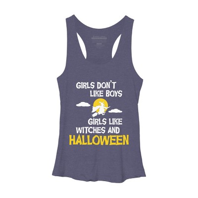 Women's Design By Humans Girls like Halloween By OffensiveFun Racerback Tank Top