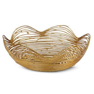 Mela Artisans Gurez Valley Large Metal Bowl in Gold - 1 of 4