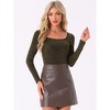 INSPIRE CHIC Women's Metallic Shiny Dots Square Neck Long Sleeve Bodysuits - 4 of 4