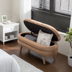 NicBex Modern 44.9" Velvet Storage Bench with Wood Legs for Bedroom and Living Room - 1 of 4
