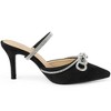 Perphy Women's Pointed Toe Solid Color Slip on Rhinestones Bow Stiletto Heel Mules - 4 of 4
