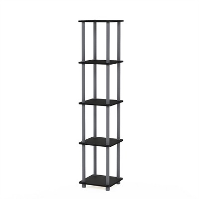 Furinno 57.7 in. Black/Espresso Plastic 5-shelf Corner Bookcase