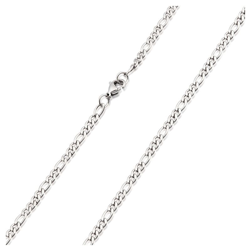 Men's Stainless Steel Figaro Chain Necklace (3mm) - Silver (24"), 2 of 4