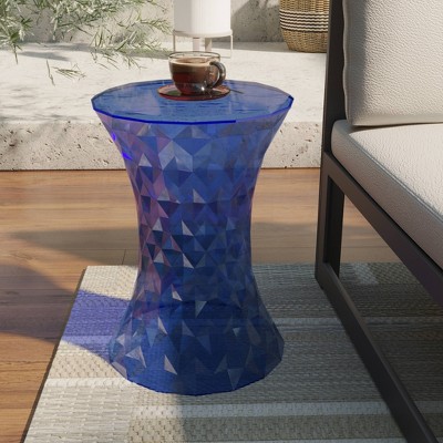 Transparent Blue Diamond-Shaped Modern Side Table