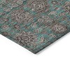 Teal Blue Beige And Taupe Floral Washable Indoor Outdoor Area Rug - 4 of 4