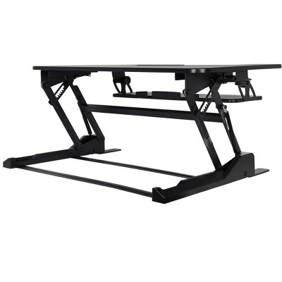 Black 36-Inch Height Adjustable Sit-Stand Desk Converter with Keyboard Tray