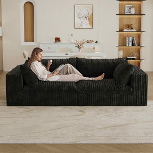MAYEERTY 39.8" Cloud Sofa Black - 39.8", Corduroy, Double-Layer, No Assembly, DIY for Corner - 1 of 4
