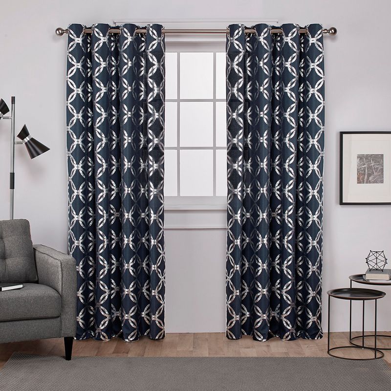 Modo Metallic Geometric Window Curtain Panel Pair (54"x96") Exclusive Home, 1 of 8