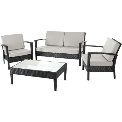 Watson 4-Piece Black and Gray Rattan Outdoor Set