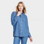 Women's Long Sleeve Oversized Button-Down Shirt - Universal Thread™ Blue