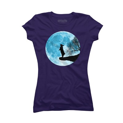 Junior's Design By Humans Moon Bunny By Maryedenoa T-Shirt