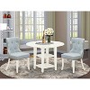 HomeStock 3-Pc Linen White Finish Solid Wood Top Dining Table Set - 2 of 4