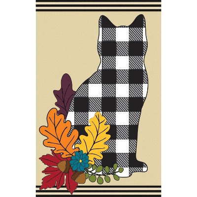 Evergreen Fall Cat Silhouette Garden Applique Flag