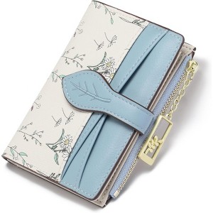 Clotth Small Wallets for Women RFID Blocking Bifold Floral Vegan Leather Wallet Card Holder with Zipper Pocket ID Window - Compact Yet Roomy - 1 of 4