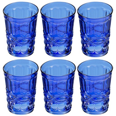 Elle Decor Set of 4 Water Drinking Glasses, 12 Oz Whiskey Tumblers, Clear  Glass Cups with Heavy Weighted Colored Base, Gray Base